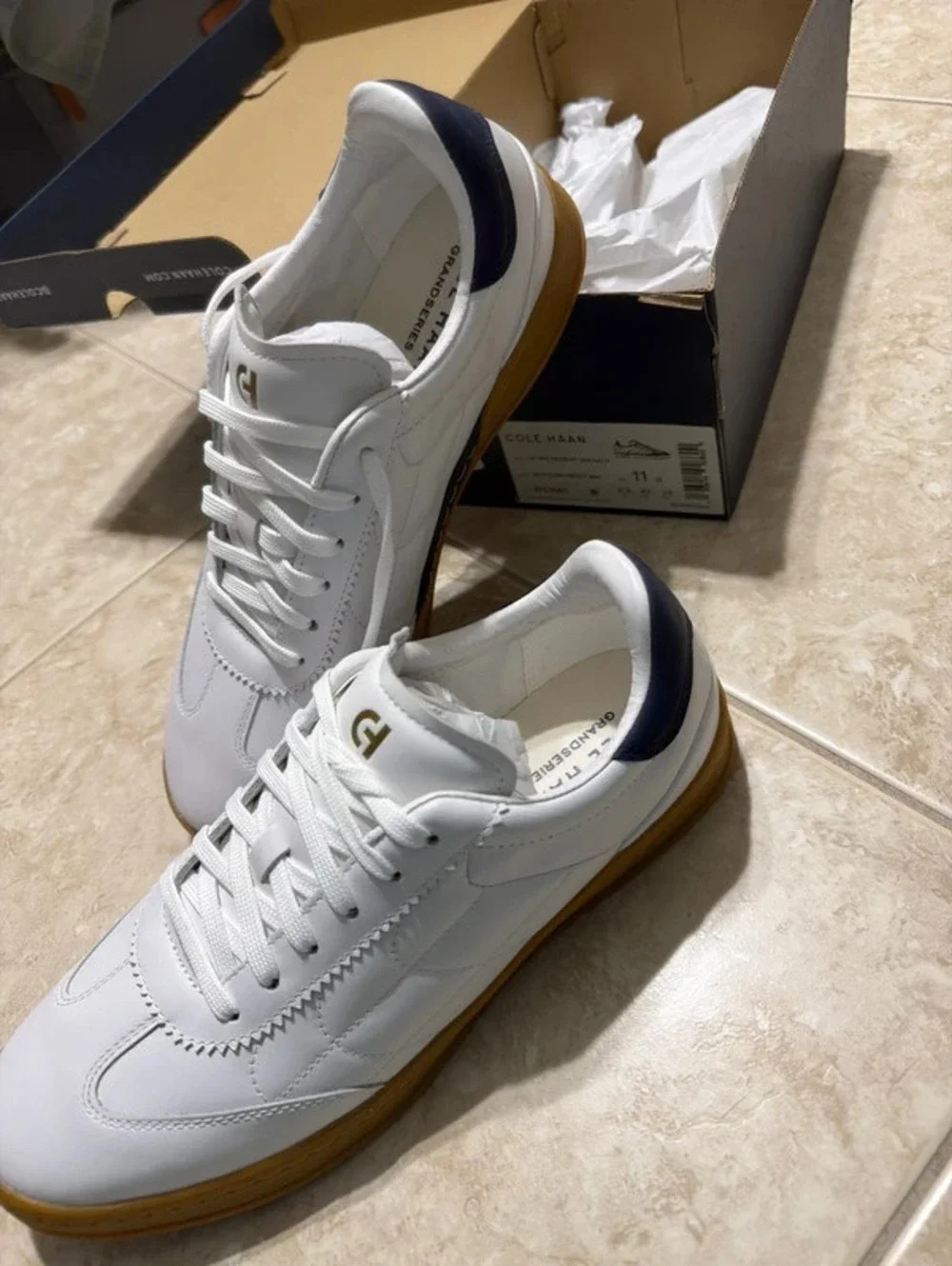 Cole Haan GrandPrø Breakaway White Midnight Leather Sneakers 11B